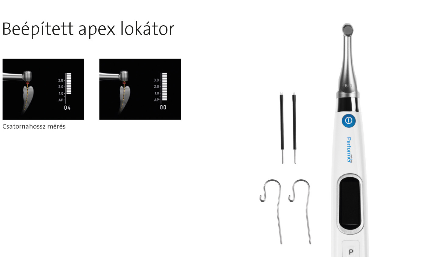 Beépített apex lokátor – pontos munkahossz-meghatározás