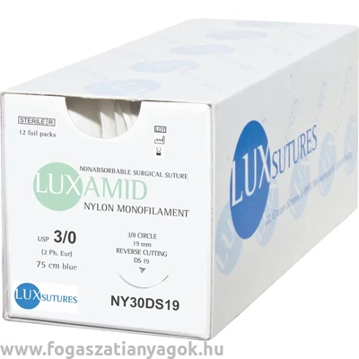 LUXAMID NYLON DS19 19mm 3/0 75 cm Blue sebészeti varrófonal