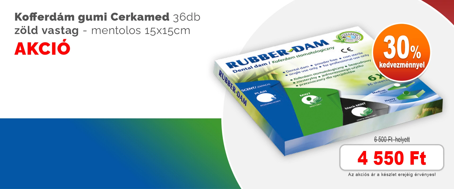 Kofferdám gumi 30% kedvezménnyel